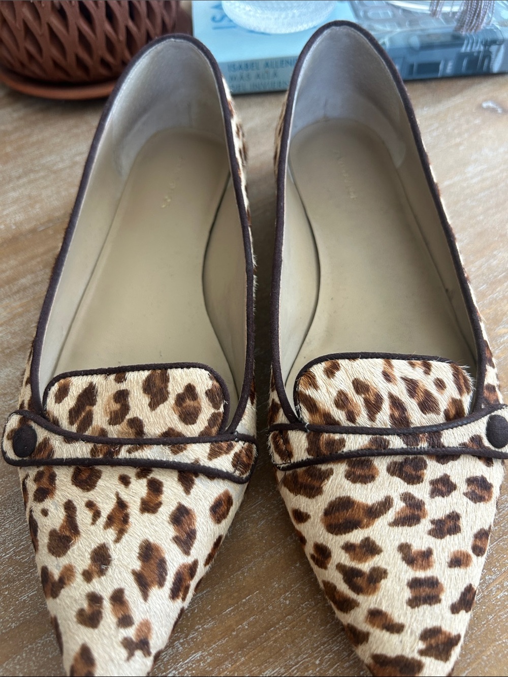 Ann Taylor Leopard-Print Pointed-Toe Flats — Brown/Cream - Picture 3 of 6